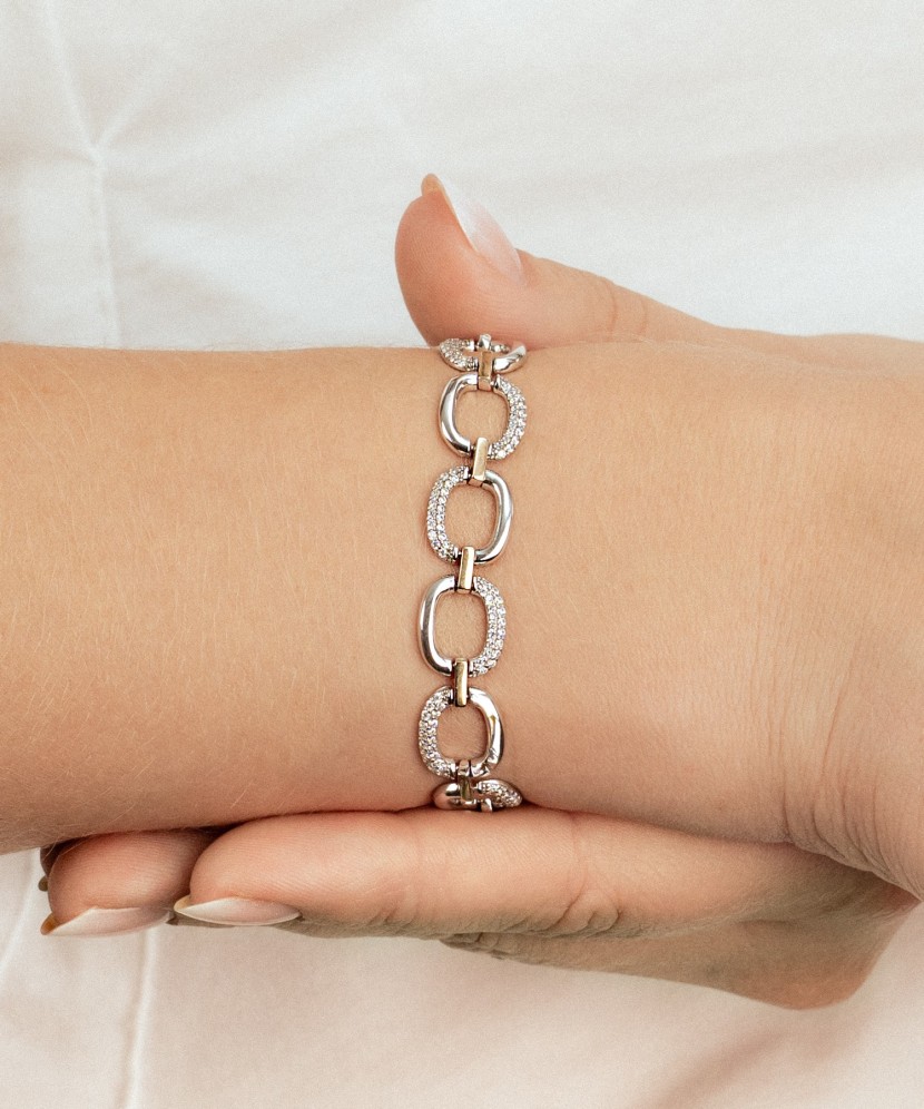 Браслет из позолоченного серебра с цирконами