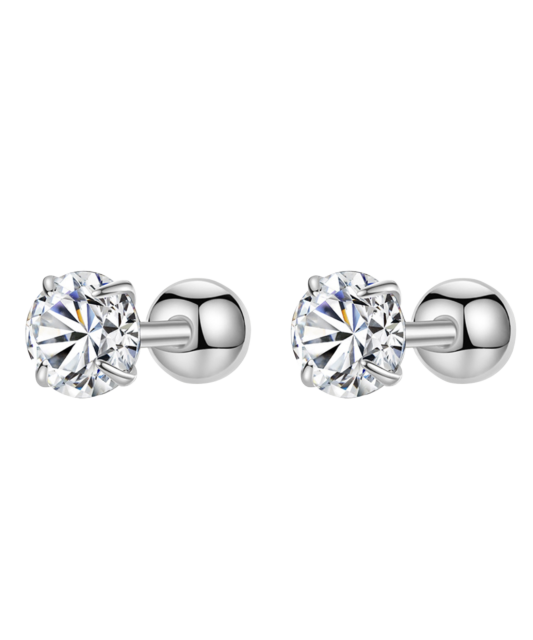 Sudraba auskari ar cirkonijiem 6mm