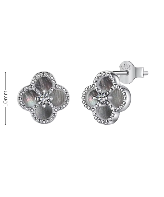 Sudraba auskari ar perlamutru un cirkonijiem