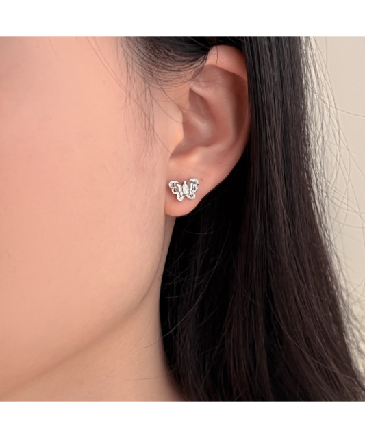 Серьги из серебра с цирконами "Бабочка"
