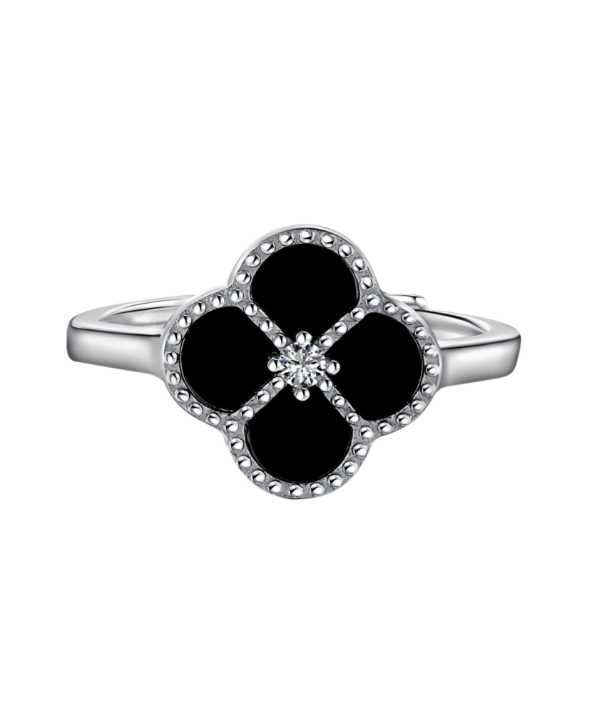 Серебряное кольцо с ониксом и цирконами