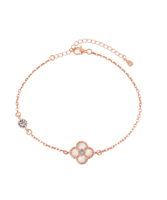 Apzeltīta sudraba aproce ar cirkoniem un perlamutru