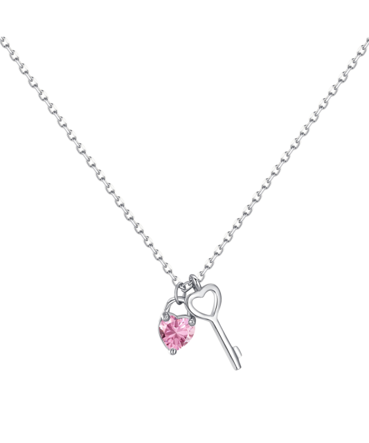 Серебряная цепочка с подвеской из циркона "Сердечко"