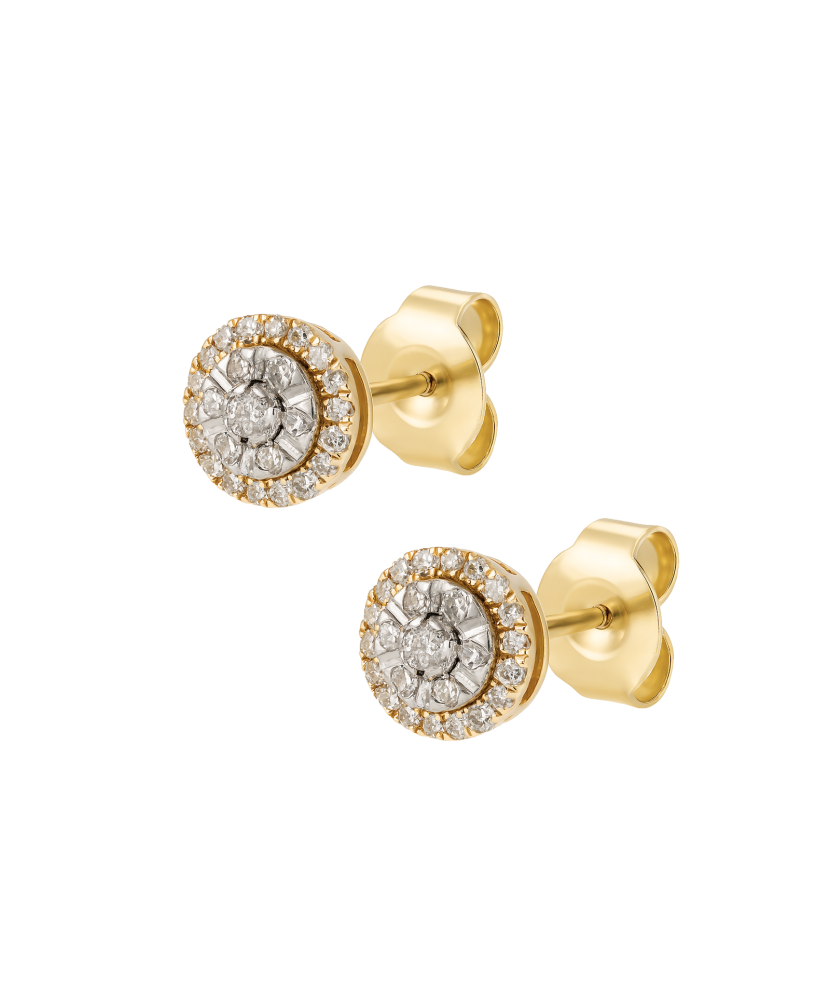 Dzeltena zelta auskari ar briljantiem