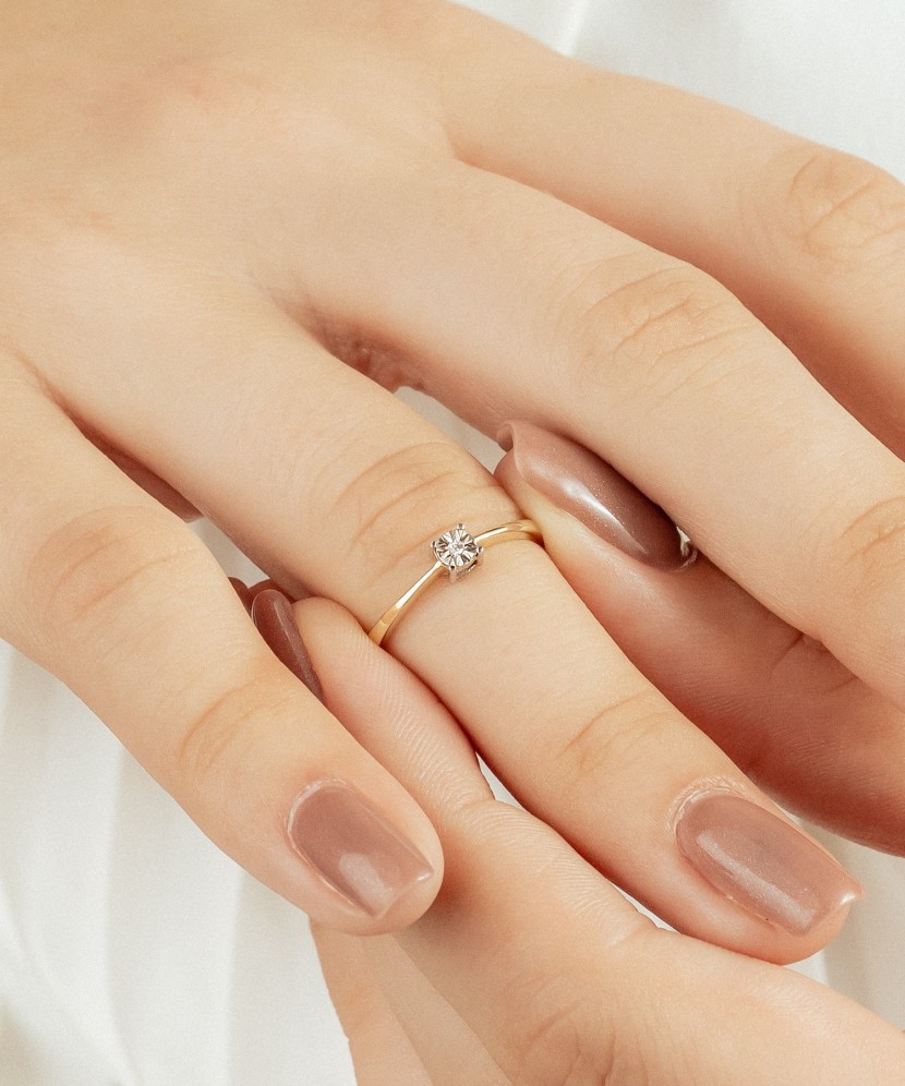 Dzeltena Zelta Gredzens Ar Dimantiem