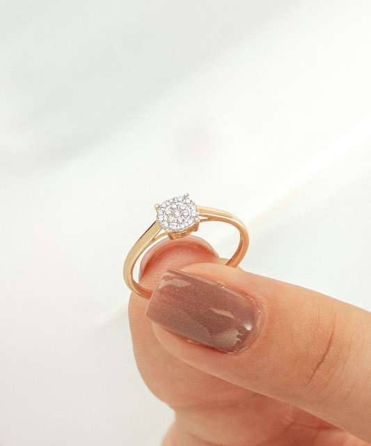 Dzeltena Zelta Gredzens Ar Dimantiem