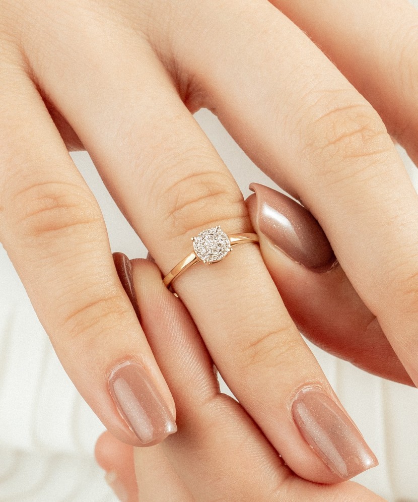 Dzeltena Zelta Gredzens Ar Dimantiem