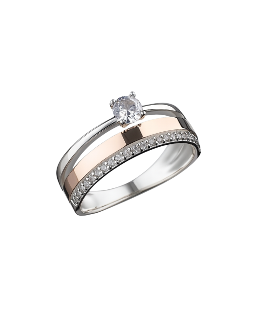 Apzeltīts sudraba gredzens ar cirkonijiem