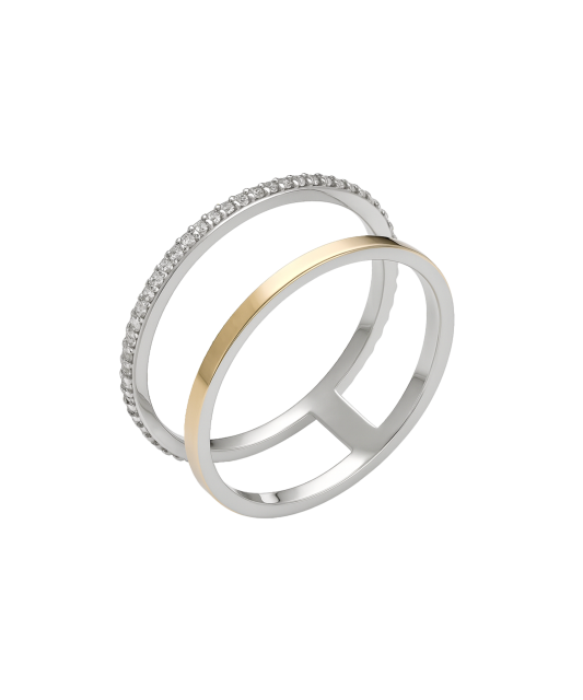 Apzeltīts sudraba gredzens ar cirkonijiem