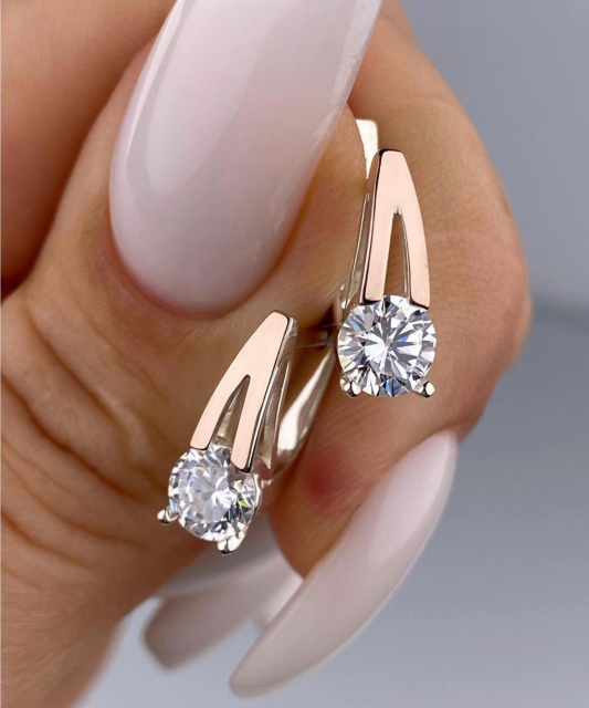 Apzeltīti sudraba auskari ar cirkonijiem