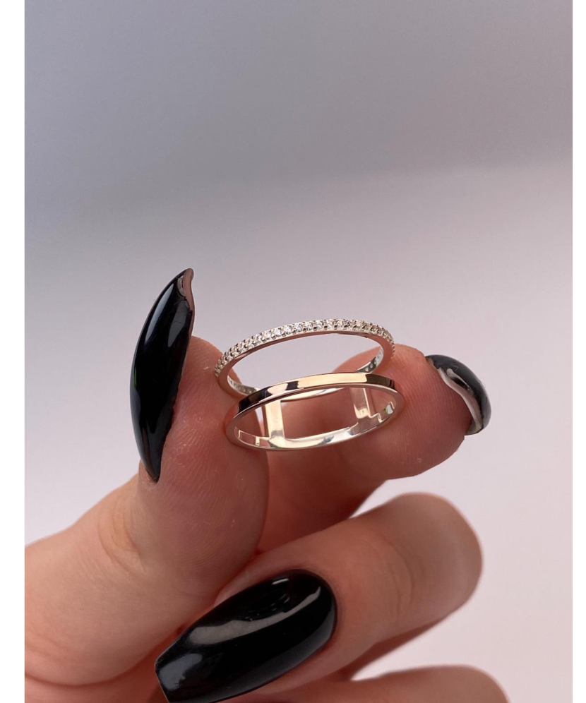 Apzeltīts sudraba gredzens ar cirkonijiem