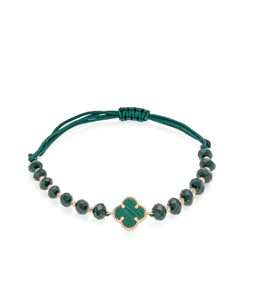 Zaļā Diega Rokassprādze Ar Zeltu Un Oniksiem