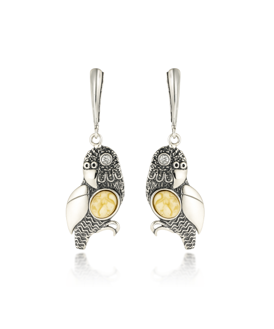 Sudraba auskari ar dzintaru