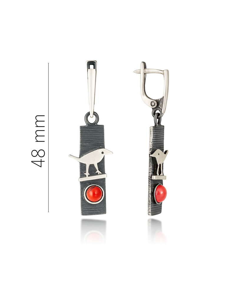 Серьги из серебра с кораллами