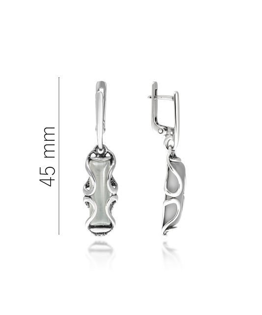 Sudraba auskari ar kaķa acs akmeni