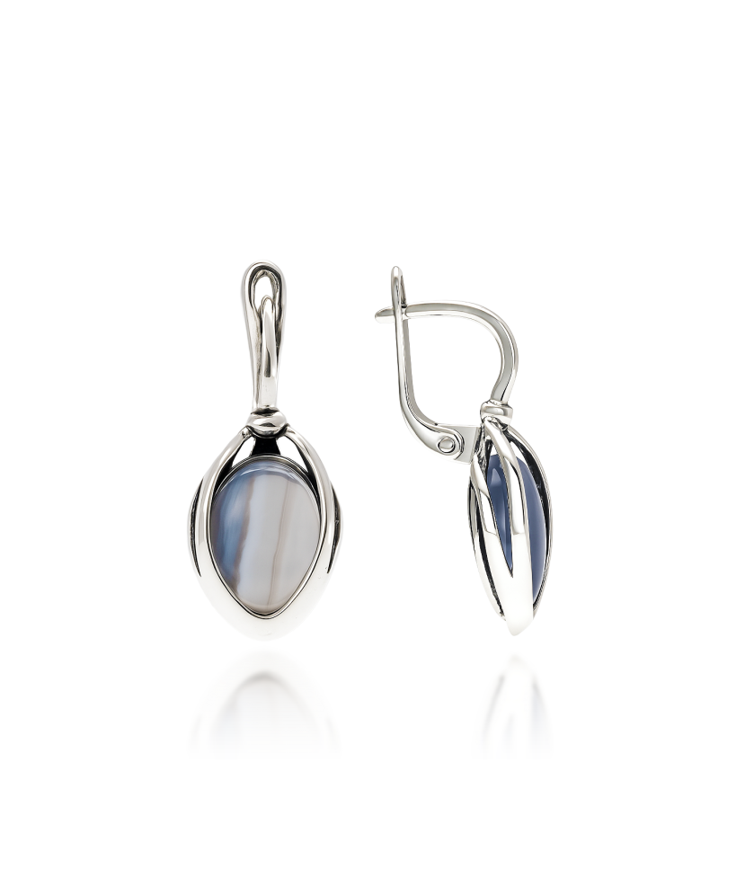 Серьги из серебра с агатами