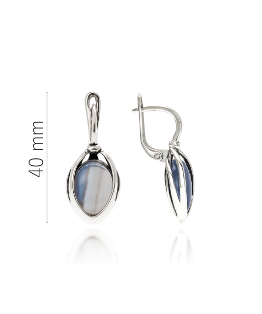 Sudraba auskari ar ahātiem