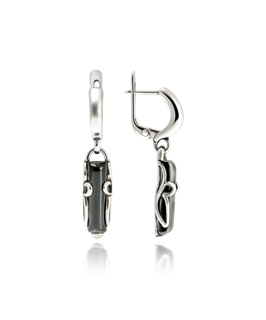 Серьги из серебра с ониксом