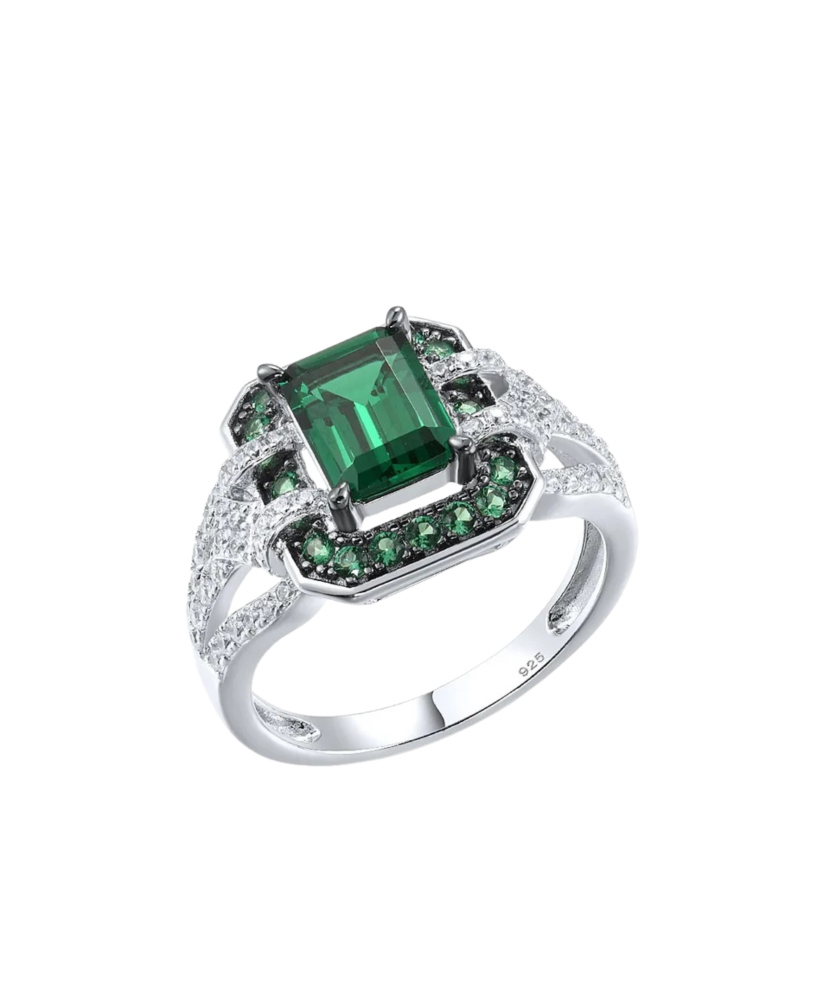 Серебряное кольцо со шпинелями и цирконами