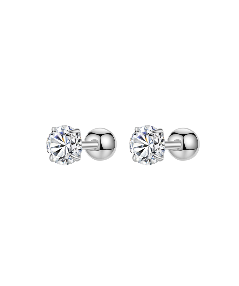Sudraba auskari ar cirkonijiem 3mm