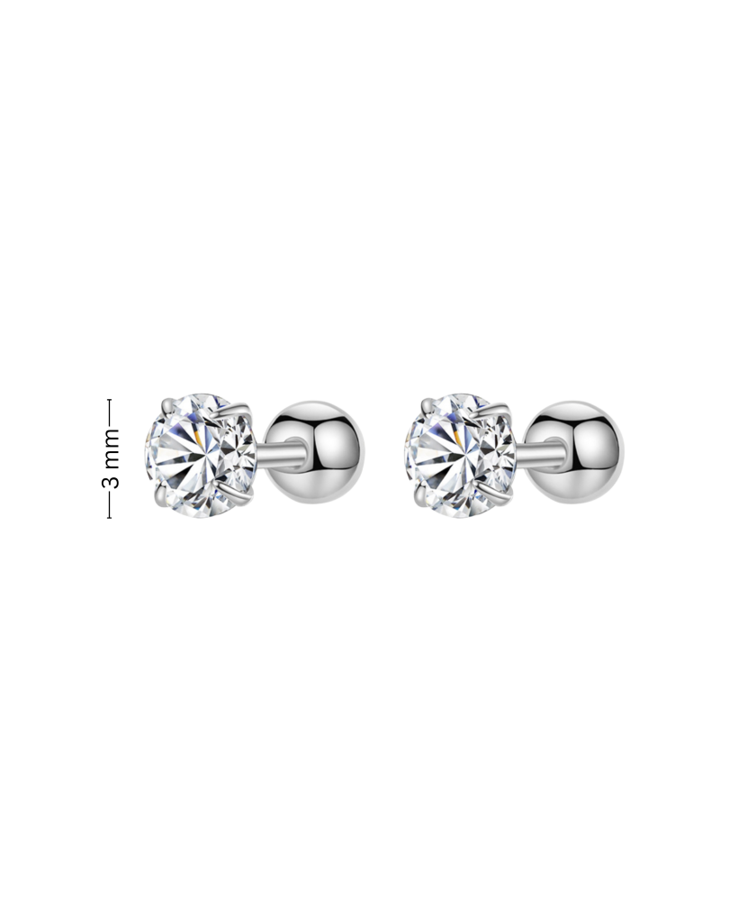 Sudraba auskari ar cirkonijiem 3mm