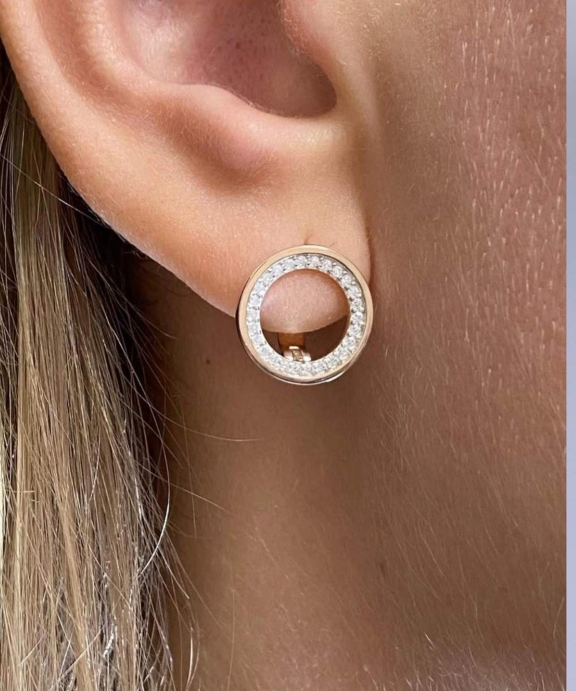 Apzeltīti sudraba auskari ar cirkonijiem