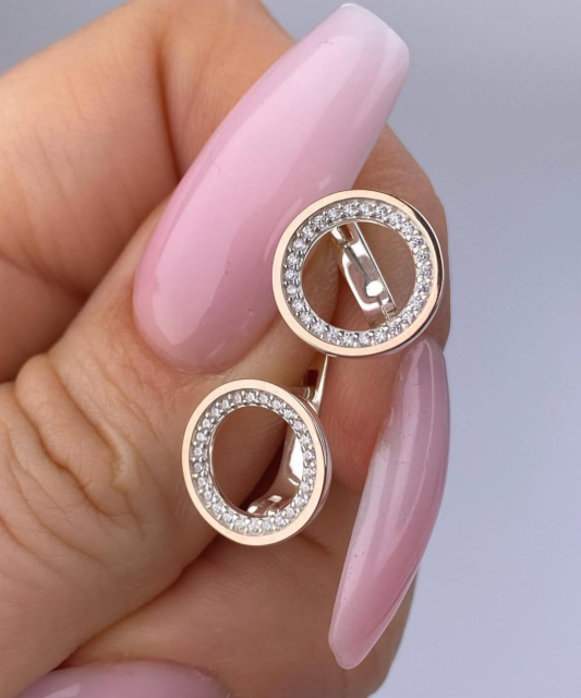 Apzeltīti sudraba auskari ar cirkonijiem