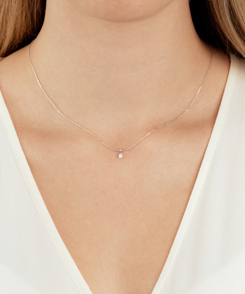 Baltā Zelta ķēdīte ar briljanta piekariņu - Goldinga