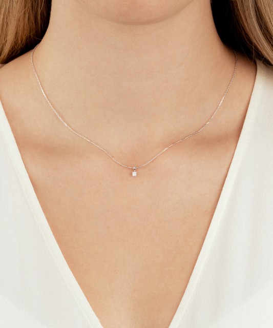 Baltā Zelta ķēdīte ar briljanta piekariņu - Goldinga