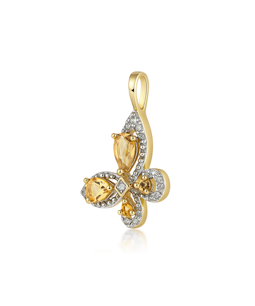 Подвеска из желтого золота с бриллиантами и цитринами