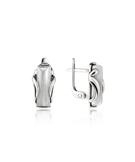 Sudraba auskari ar kaķa acs akmeni