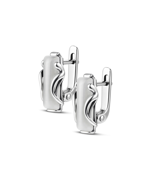 Sudraba auskari ar kaķa acs akmeni