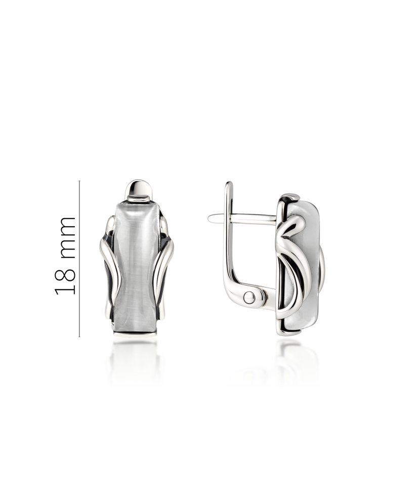 Sudraba auskari ar kaķa acs akmeni