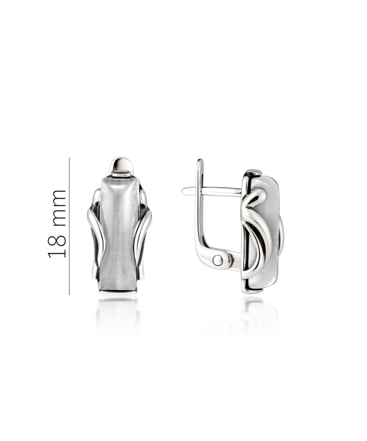 Sudraba auskari ar kaķa acs akmeni