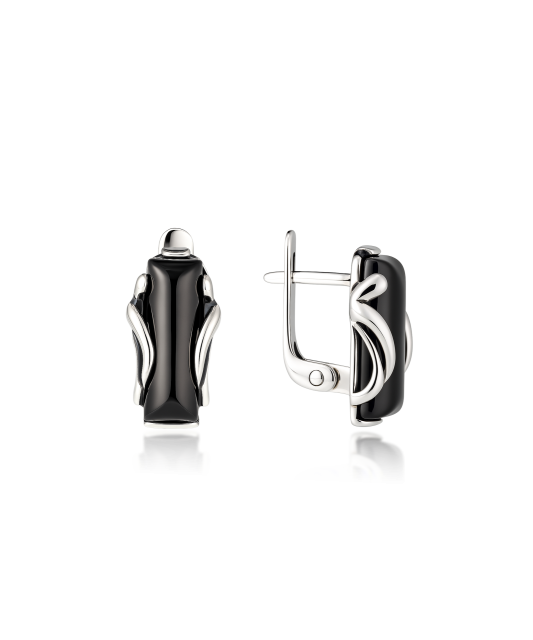 Серьги из серебра с ониксом