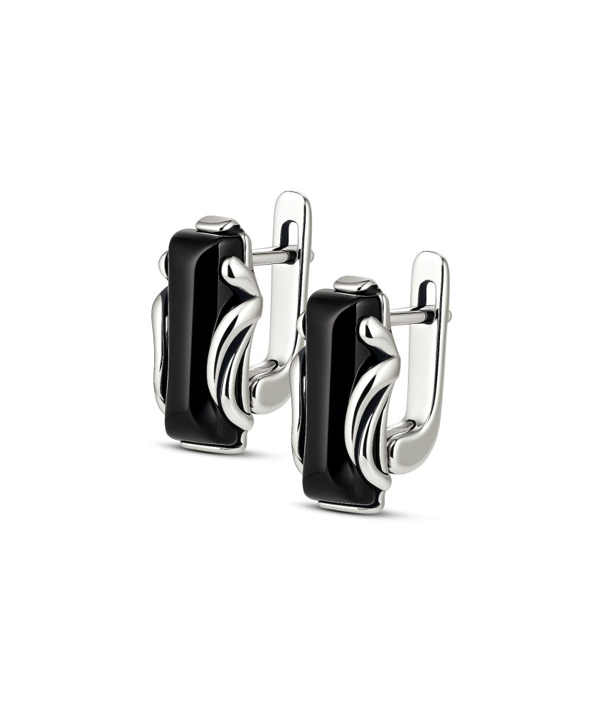 Серьги из серебра с ониксом