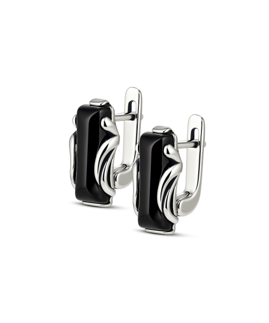 Sudraba auskari ar oniksu