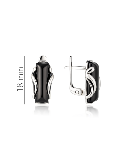 Серьги из серебра с ониксом