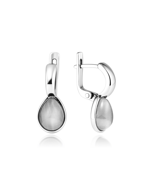 Sudraba auskari ar kaķa acs akmeni