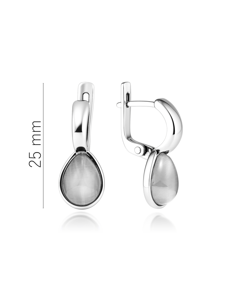 Серьги из серебра с камнем кошачий глаз