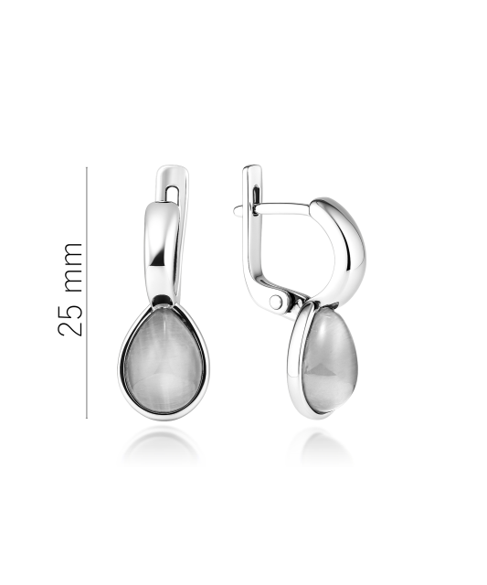 Sudraba auskari ar kaķa acs akmeni