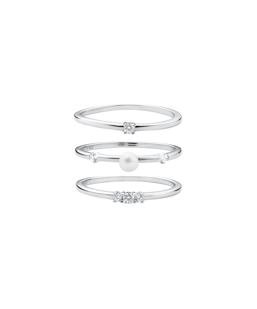 Sudraba gredzens ar pērlēm un cirkonijiem