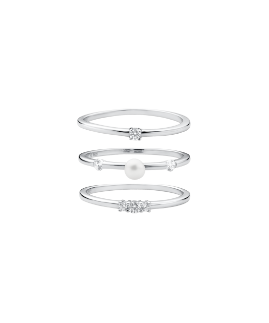 Sudraba gredzens ar pērlēm un cirkonijiem