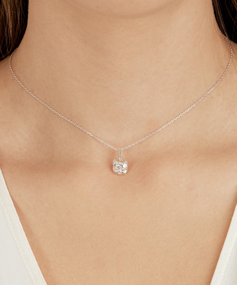 Sudraba piekariņš ar cirkonijiem "Kaķis"