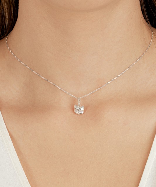 Серебряная подвеска с цирконами "Кошка"