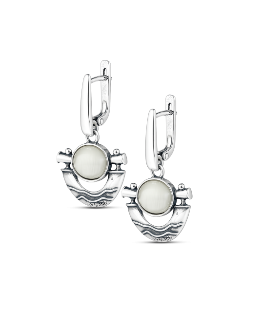 Sudraba auskari ar kaķa acs akmeni