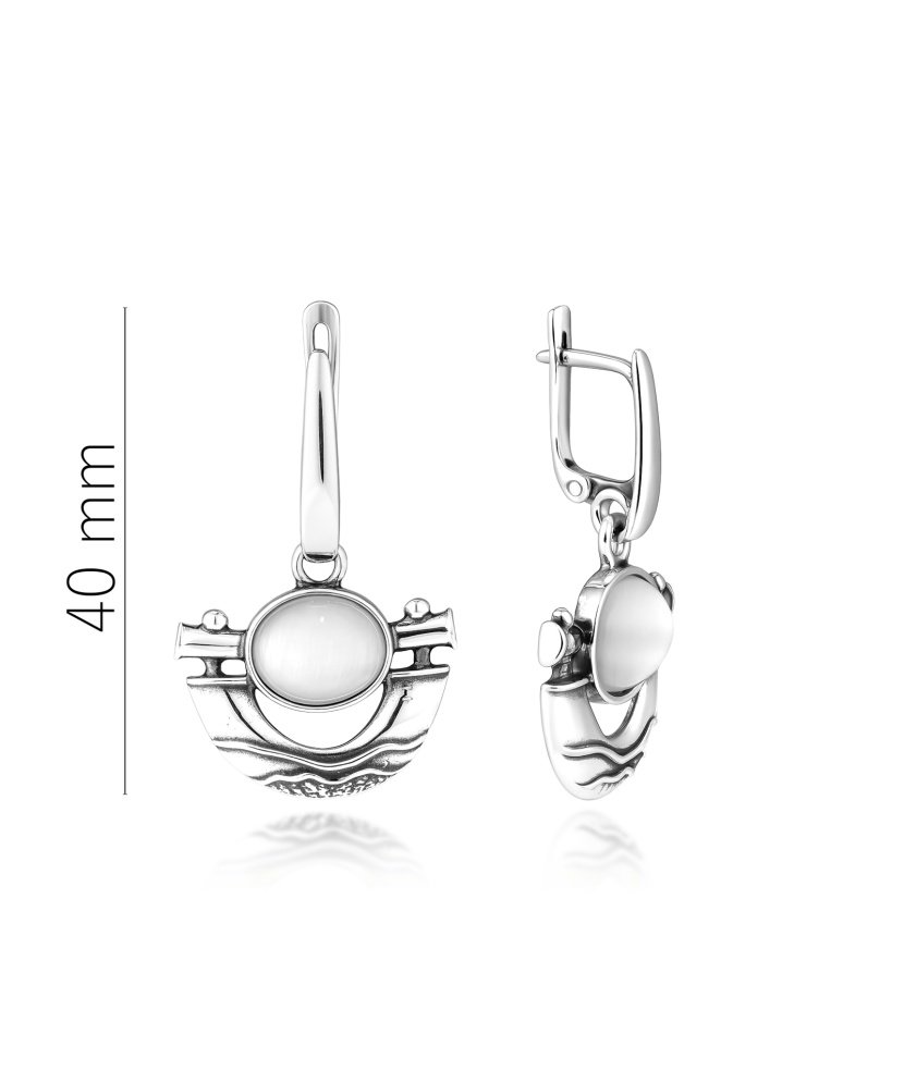 Sudraba auskari ar kaķa acs akmeni