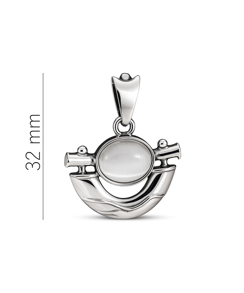 Sudraba piekariņš ar kaķa acs akmeni