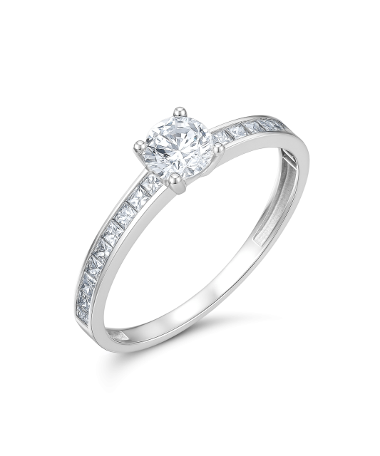 Кольцо из белого золота с цирконами