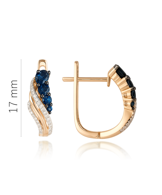 Zelta auskari ar dimantiem un safīriem